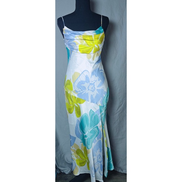 Saints & Secrets Dresses & Skirts - Saints & Secrets Floral Cowl Neck Slip Maxi Dress Blue‎ Yellow White Size S NWT